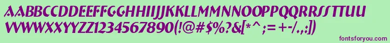 ABremennrItalic-fontti – violetit fontit vihreällä taustalla