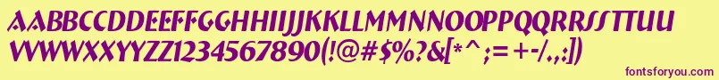 ABremennrItalic-fontti – violetit fontit keltaisella taustalla