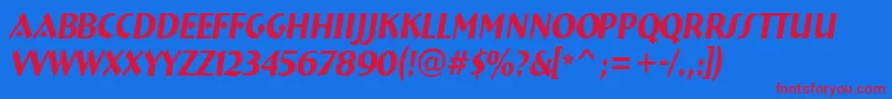 ABremennrItalic Font – Red Fonts on Blue Background