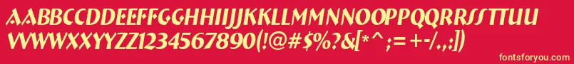 ABremennrItalic-fontti – keltaiset fontit punaisella taustalla