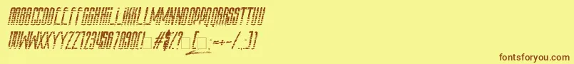 Fonte Amazs.T.A.L.K.E.R.Italic – fontes marrons em um fundo amarelo