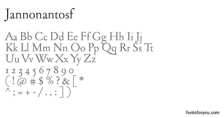 Schriftart Jannonantosf – Alphabet, Zahlen, spezielle Symbole