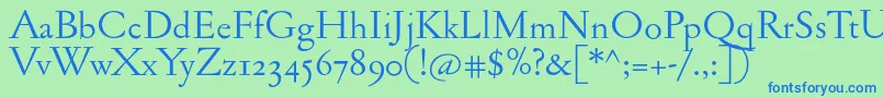 Jannonantosf Font – Blue Fonts on Green Background