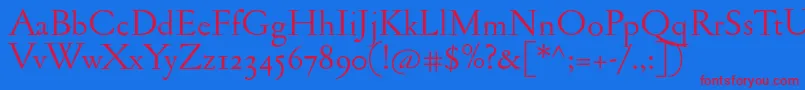 Jannonantosf Font – Red Fonts on Blue Background