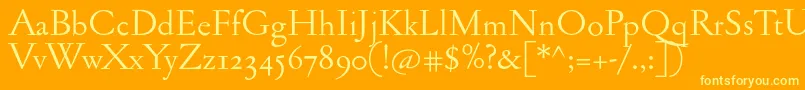 Jannonantosf-Schriftart – Gelbe Schriften auf orangefarbenem Hintergrund