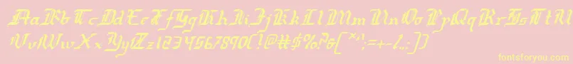 RedcoatItalic Font – Yellow Fonts on Pink Background