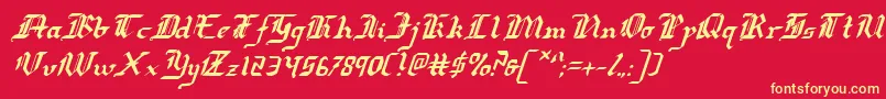 フォントRedcoatItalic – 黄色の文字、赤い背景