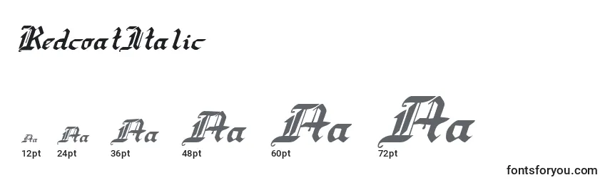 RedcoatItalic Font Sizes