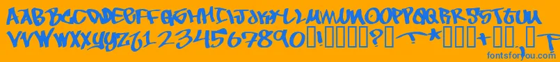 フォントToBeContinued – オレンジの背景に青い文字