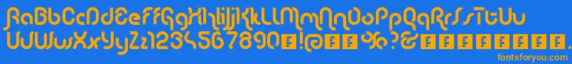 フォントLenta – オレンジ色の文字が青い背景にあります。