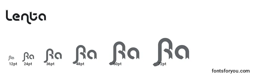 Размеры шрифта Lenta