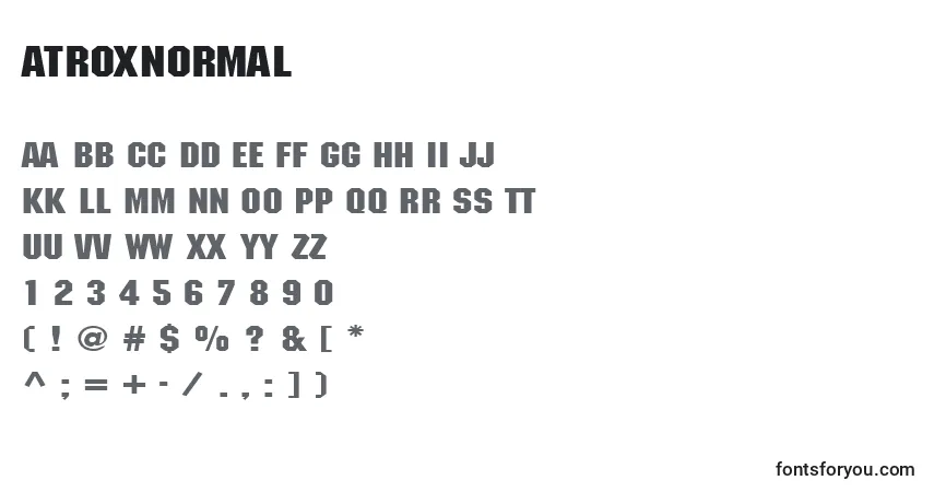 A fonte AtroxNormal – alfabeto, números, caracteres especiais