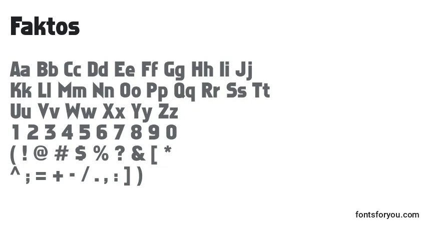 Schriftart Faktos – Alphabet, Zahlen, spezielle Symbole