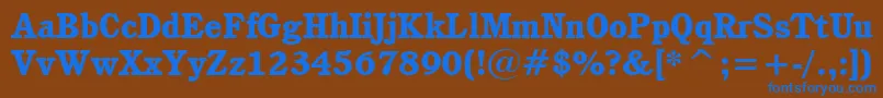 Czcionka CushingHeavyBt – niebieskie czcionki na brązowym tle