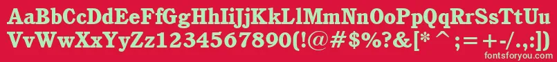 フォントCushingHeavyBt – 赤い背景に緑の文字