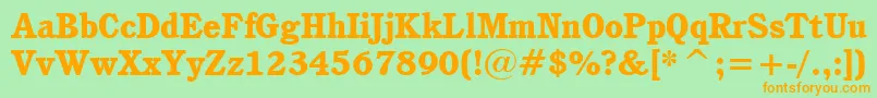 CushingHeavyBt Font – Orange Fonts on Green Background