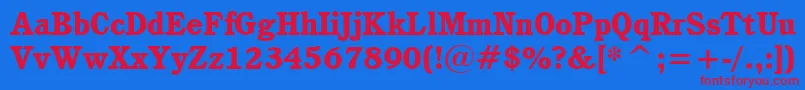 CushingHeavyBt-Schriftart – Rote Schriften auf blauem Hintergrund