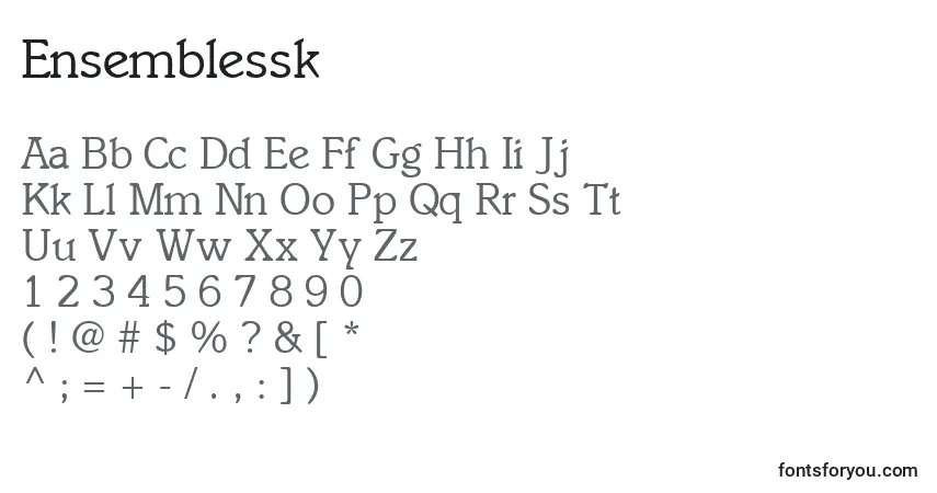 Schriftart Ensemblessk – Alphabet, Zahlen, spezielle Symbole