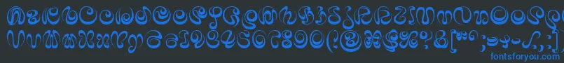Fonte IaiAlphabet – fontes azuis em um fundo preto