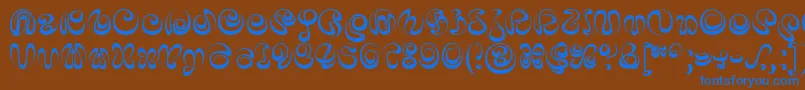 フォントIaiAlphabet – 茶色の背景に青い文字