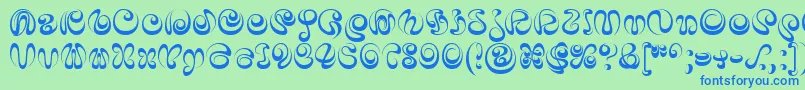 IaiAlphabet-fontti – siniset fontit vihreällä taustalla