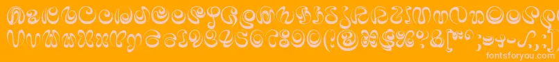 IaiAlphabet-Schriftart – Rosa Schriften auf orangefarbenem Hintergrund