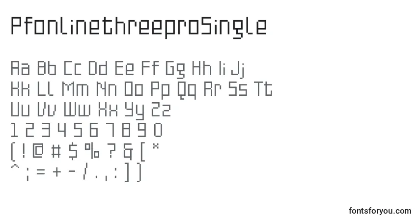 Czcionka PfonlinethreeproSingle – alfabet, cyfry, specjalne znaki