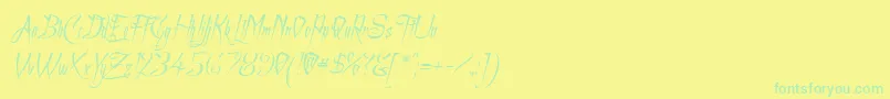 Achafita-fontti – vihreät fontit keltaisella taustalla