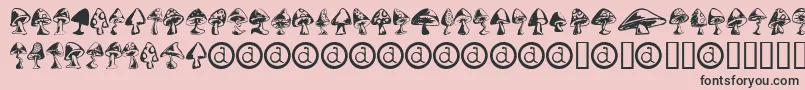 Shrooms-Schriftart – Schwarze Schriften auf rosa Hintergrund