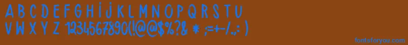 フォントHandbrushCre – 茶色の背景に青い文字