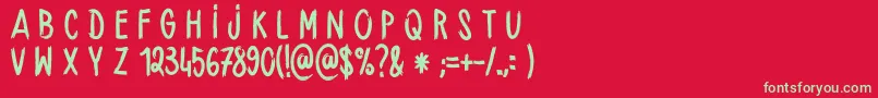 フォントHandbrushCre – 赤い背景に緑の文字