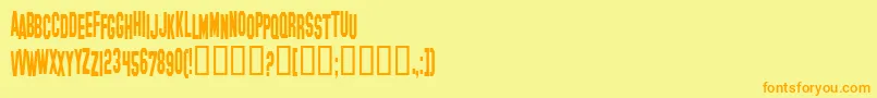 HollywoodHillsCondensed Font – Orange Fonts on Yellow Background