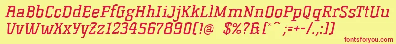 KorneuburgslabregularItalic Font – Red Fonts on Yellow Background