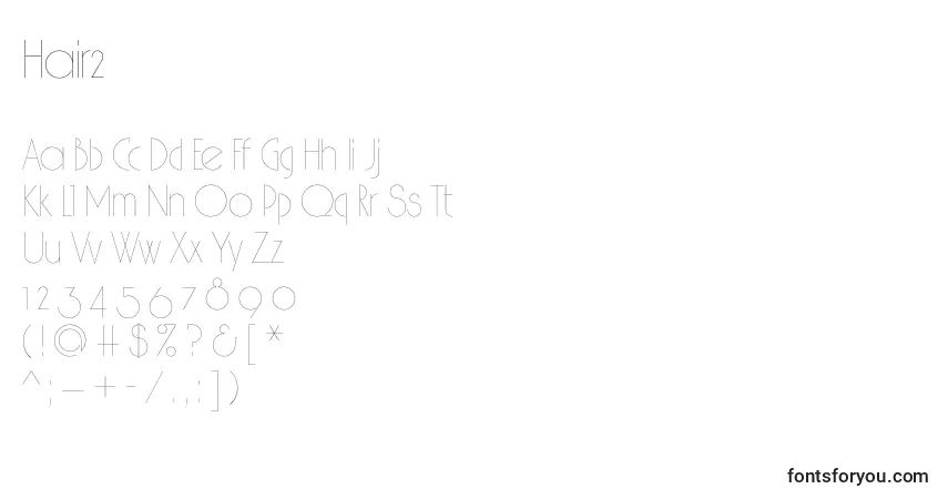 Czcionka Hair2 – alfabet, cyfry, specjalne znaki