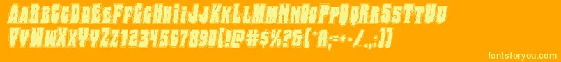 Bogbeastcollegeital-Schriftart – Gelbe Schriften auf orangefarbenem Hintergrund