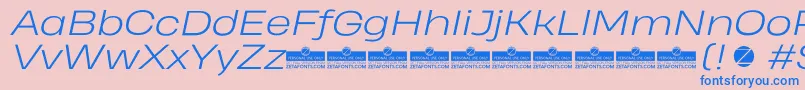 HeadingProWideLightItalicTrial Font – Blue Fonts on Pink Background