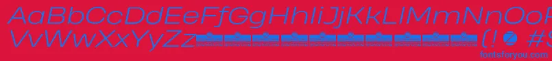 HeadingProWideLightItalicTrial Font – Blue Fonts on Red Background