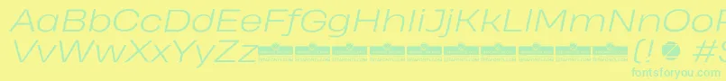 HeadingProWideLightItalicTrial-Schriftart – Grüne Schriften auf gelbem Hintergrund