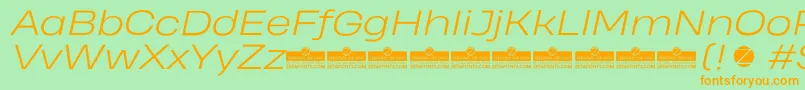 HeadingProWideLightItalicTrial Font – Orange Fonts on Green Background