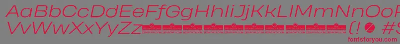 HeadingProWideLightItalicTrial Font – Red Fonts on Gray Background