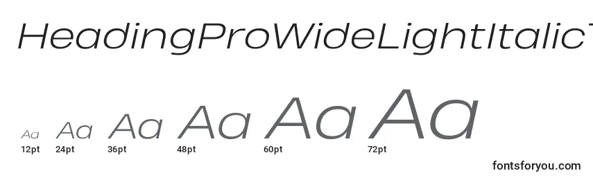 HeadingProWideLightItalicTrial Font Sizes