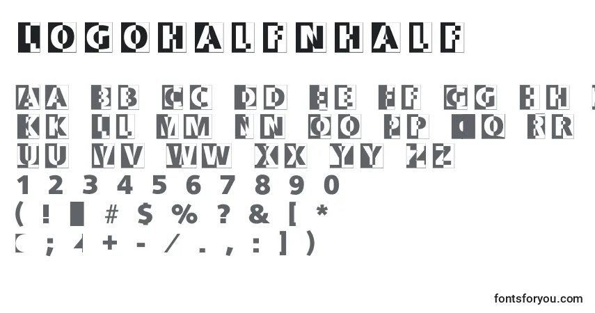 Czcionka Logohalfnhalf – alfabet, cyfry, specjalne znaki