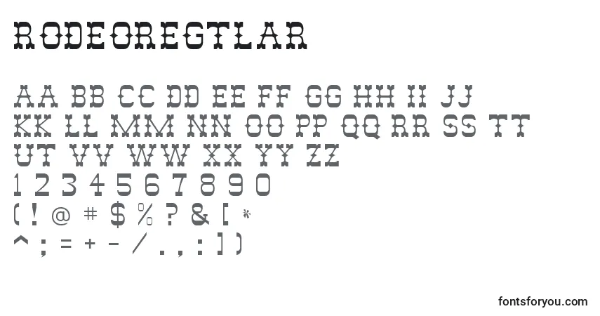 A fonte RodeoRegular – alfabeto, números, caracteres especiais