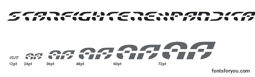 Размеры шрифта Starfighterexpandital