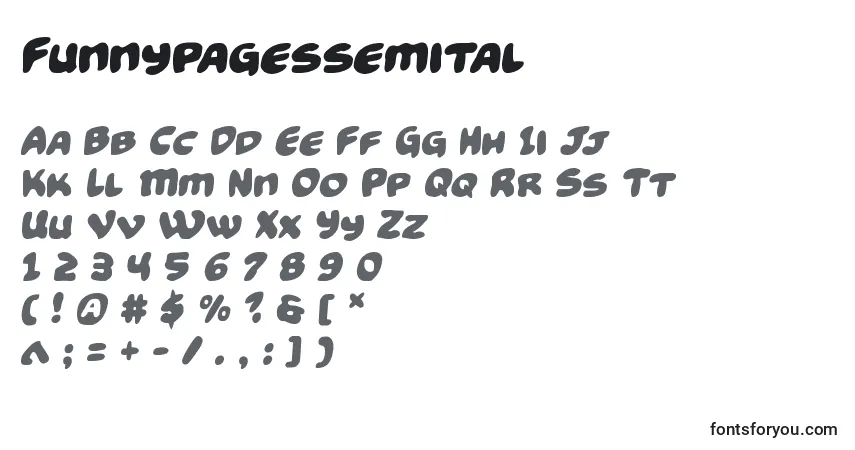 Funnypagessemital-fontti – aakkoset, numerot, erikoismerkit