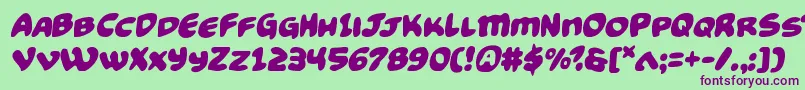 Funnypagessemital Font – Purple Fonts on Green Background