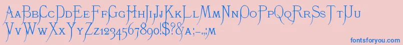 K22Monastic Font – Blue Fonts on Pink Background