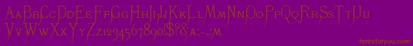 K22Monastic-Schriftart – Braune Schriften auf violettem Hintergrund