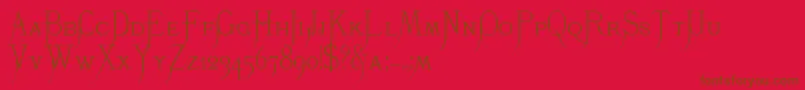 K22Monastic-fontti – ruskeat fontit punaisella taustalla