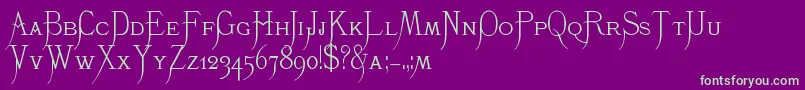 フォントK22Monastic – 紫の背景に緑のフォント